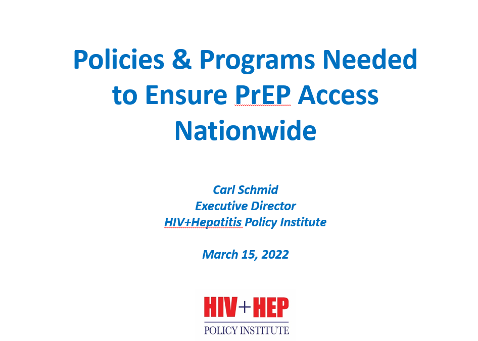 Policies and programs needed to ensure PrEP access nationwide