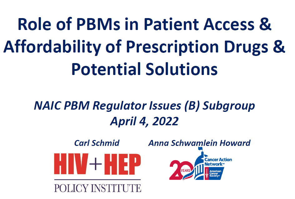 Role of PBMs in patient access & affordability of prescription drugs & potential solutions
