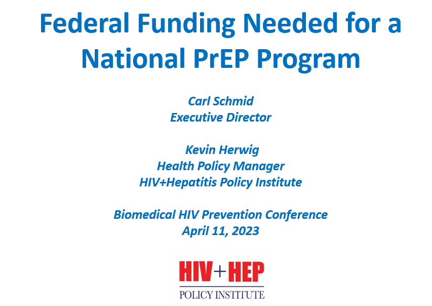 Federal funding needed for a national PrEP program